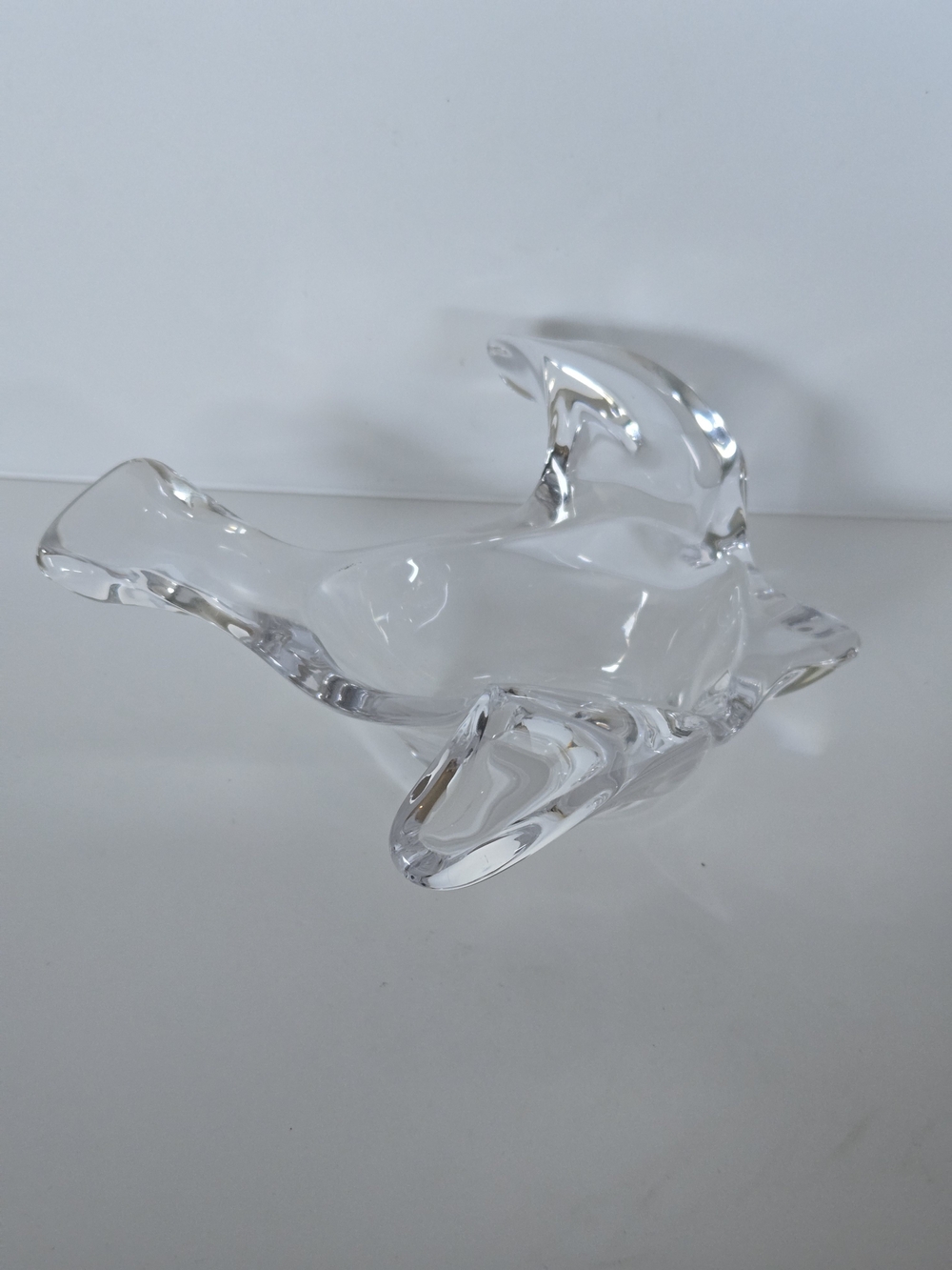 Vintage Princess House 458 Lead Crystal Flying Open Dish Dove Candy Votive EC